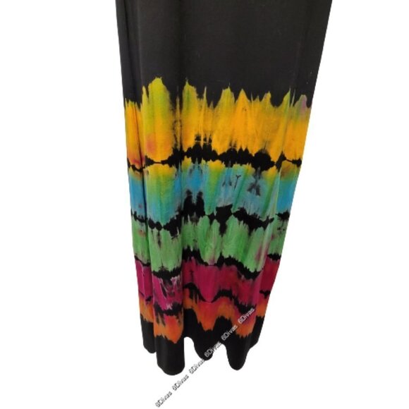 Colourful Tie Dye Dress Black Maxi Long Sleeve Maxi Dress - One Size- NEW ! - Picture 7 of 8